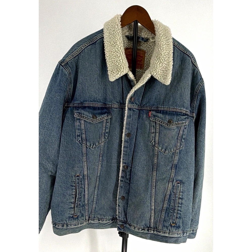 Levi's Men's Blue Sherpa Lined Denim Trucker Jean Jacket Big & Tall 3XL
